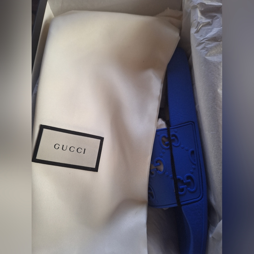 Gucci Pursuit Slide Sandals Blue Sz 10 - Picture 4 of 7